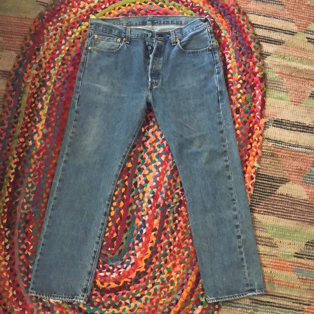 Perfectly worn vintage quality Levi 501 jeans
